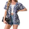 image:imageGRECERELLE Short Sleeve Cardigan for Women Lightweight Summer with Pockets Open Front Casual Beach Cover Ups 2026Dark Blue Palm Leaf