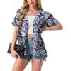 image:imageGRECERELLE Short Sleeve Cardigan for Women Lightweight Summer with Pockets Open Front Casual Beach Cover Ups 2026Dark Blue Palm Leaf