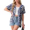 image:imageGRECERELLE Short Sleeve Cardigan for Women Lightweight Summer with Pockets Open Front Casual Beach Cover Ups 2026Dark Blue Palm Leaf