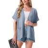 image:imageGRECERELLE Short Sleeve Cardigan for Women Lightweight Summer with Pockets Open Front Casual Beach Cover Ups 2026Haze Blue