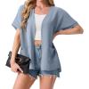 image:imageGRECERELLE Short Sleeve Cardigan for Women Lightweight Summer with Pockets Open Front Casual Beach Cover Ups 2026Haze Blue