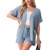 image:imageGRECERELLE Short Sleeve Cardigan for Women Lightweight Summer with Pockets Open Front Casual Beach Cover Ups 2026Haze Blue