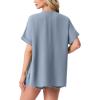 image:imageGRECERELLE Short Sleeve Cardigan for Women Lightweight Summer with Pockets Open Front Casual Beach Cover Ups 2026Haze Blue
