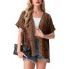 image:imageGRECERELLE Short Sleeve Cardigan for Women Lightweight Summer with Pockets Open Front Casual Beach Cover Ups 2026Leopard Print Coffee