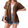 image:imageGRECERELLE Short Sleeve Cardigan for Women Lightweight Summer with Pockets Open Front Casual Beach Cover Ups 2026Leopard Print Coffee