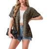 image:imageGRECERELLE Short Sleeve Cardigan for Women Lightweight Summer with Pockets Open Front Casual Beach Cover Ups 2026Leopard Print Dark Khaki