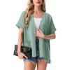 image:imageGRECERELLE Short Sleeve Cardigan for Women Lightweight Summer with Pockets Open Front Casual Beach Cover Ups 2026Mint Green