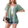 image:imageGRECERELLE Short Sleeve Cardigan for Women Lightweight Summer with Pockets Open Front Casual Beach Cover Ups 2026Mint Green
