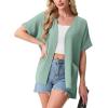 image:imageGRECERELLE Short Sleeve Cardigan for Women Lightweight Summer with Pockets Open Front Casual Beach Cover Ups 2026Mint Green