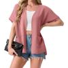 image:imageGRECERELLE Short Sleeve Cardigan for Women Lightweight Summer with Pockets Open Front Casual Beach Cover Ups 2026Peach Pink