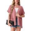 image:imageGRECERELLE Short Sleeve Cardigan for Women Lightweight Summer with Pockets Open Front Casual Beach Cover Ups 2026Peach Pink