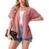 image:imageGRECERELLE Short Sleeve Cardigan for Women Lightweight Summer with Pockets Open Front Casual Beach Cover Ups 2026Peach Pink