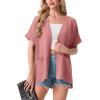 image:imageGRECERELLE Short Sleeve Cardigan for Women Lightweight Summer with Pockets Open Front Casual Beach Cover Ups 2026Peach Pink