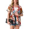 image:imageGRECERELLE Short Sleeve Cardigan for Women Lightweight Summer with Pockets Open Front Casual Beach Cover Ups 2026White Maple