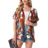 image:imageGRECERELLE Short Sleeve Cardigan for Women Lightweight Summer with Pockets Open Front Casual Beach Cover Ups 2026White Maple
