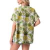 image:imageGRECERELLE Short Sleeve Cardigan for Women Lightweight Summer with Pockets Open Front Casual Beach Cover Ups 2026White Pineapple