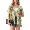 image:imageGRECERELLE Short Sleeve Cardigan for Women Lightweight Summer with Pockets Open Front Casual Beach Cover Ups 2026White Pineapple