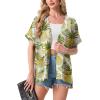 image:imageGRECERELLE Short Sleeve Cardigan for Women Lightweight Summer with Pockets Open Front Casual Beach Cover Ups 2026White Pineapple