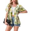 image:imageGRECERELLE Short Sleeve Cardigan for Women Lightweight Summer with Pockets Open Front Casual Beach Cover Ups 2026White Pineapple