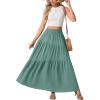 image:imageGRECERELLE Womens Boho Maxi Skirt Elastic High Waist Tiered ALine Casual Summer Flowy Asymmetric Long Skirts with PocketsAqua Sea