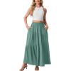 image:imageGRECERELLE Womens Boho Maxi Skirt Elastic High Waist Tiered ALine Casual Summer Flowy Asymmetric Long Skirts with PocketsAqua Sea