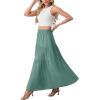 image:imageGRECERELLE Womens Boho Maxi Skirt Elastic High Waist Tiered ALine Casual Summer Flowy Asymmetric Long Skirts with PocketsAqua Sea