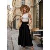 image:imageGRECERELLE Womens Boho Maxi Skirt Elastic High Waist Tiered ALine Casual Summer Flowy Asymmetric Long Skirts with PocketsBlack
