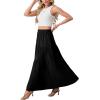 image:imageGRECERELLE Womens Boho Maxi Skirt Elastic High Waist Tiered ALine Casual Summer Flowy Asymmetric Long Skirts with PocketsBlack