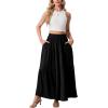 image:imageGRECERELLE Womens Boho Maxi Skirt Elastic High Waist Tiered ALine Casual Summer Flowy Asymmetric Long Skirts with PocketsBlack