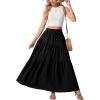 image:imageGRECERELLE Womens Boho Maxi Skirt Elastic High Waist Tiered ALine Casual Summer Flowy Asymmetric Long Skirts with PocketsBlack