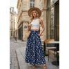image:imageGRECERELLE Womens Boho Maxi Skirt Elastic High Waist Tiered ALine Casual Summer Flowy Asymmetric Long Skirts with PocketsBlue Small Flower