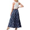 image:imageGRECERELLE Womens Boho Maxi Skirt Elastic High Waist Tiered ALine Casual Summer Flowy Asymmetric Long Skirts with PocketsBlue Small Flower