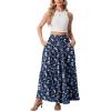 image:imageGRECERELLE Womens Boho Maxi Skirt Elastic High Waist Tiered ALine Casual Summer Flowy Asymmetric Long Skirts with PocketsBlue Small Flower