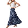 image:imageGRECERELLE Womens Boho Maxi Skirt Elastic High Waist Tiered ALine Casual Summer Flowy Asymmetric Long Skirts with PocketsBlue Small Flower