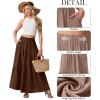 image:imageGRECERELLE Womens Boho Maxi Skirt Elastic High Waist Tiered ALine Casual Summer Flowy Asymmetric Long Skirts with PocketsBrown