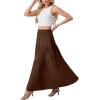 image:imageGRECERELLE Womens Boho Maxi Skirt Elastic High Waist Tiered ALine Casual Summer Flowy Asymmetric Long Skirts with PocketsBrown