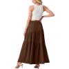 image:imageGRECERELLE Womens Boho Maxi Skirt Elastic High Waist Tiered ALine Casual Summer Flowy Asymmetric Long Skirts with PocketsBrown
