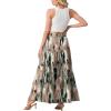 image:imageGRECERELLE Womens Boho Maxi Skirt Elastic High Waist Tiered ALine Casual Summer Flowy Asymmetric Long Skirts with PocketsCamou Green Pink