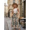 image:imageGRECERELLE Womens Boho Maxi Skirt Elastic High Waist Tiered ALine Casual Summer Flowy Asymmetric Long Skirts with PocketsCamou Green Pink