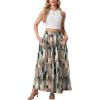 image:imageGRECERELLE Womens Boho Maxi Skirt Elastic High Waist Tiered ALine Casual Summer Flowy Asymmetric Long Skirts with PocketsCamou Green Pink