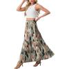 image:imageGRECERELLE Womens Boho Maxi Skirt Elastic High Waist Tiered ALine Casual Summer Flowy Asymmetric Long Skirts with PocketsCamou Green Pink