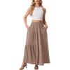 image:imageGRECERELLE Womens Boho Maxi Skirt Elastic High Waist Tiered ALine Casual Summer Flowy Asymmetric Long Skirts with PocketsCoffee Gray