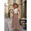 image:imageGRECERELLE Womens Boho Maxi Skirt Elastic High Waist Tiered ALine Casual Summer Flowy Asymmetric Long Skirts with PocketsCoffee Gray