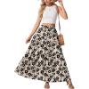 image:imageGRECERELLE Womens Boho Maxi Skirt Elastic High Waist Tiered ALine Casual Summer Flowy Asymmetric Long Skirts with PocketsKhaki Black Flower