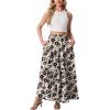 image:imageGRECERELLE Womens Boho Maxi Skirt Elastic High Waist Tiered ALine Casual Summer Flowy Asymmetric Long Skirts with PocketsKhaki Black Flower