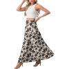 image:imageGRECERELLE Womens Boho Maxi Skirt Elastic High Waist Tiered ALine Casual Summer Flowy Asymmetric Long Skirts with PocketsKhaki Black Flower