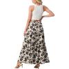 image:imageGRECERELLE Womens Boho Maxi Skirt Elastic High Waist Tiered ALine Casual Summer Flowy Asymmetric Long Skirts with PocketsKhaki Black Flower