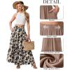 image:imageGRECERELLE Womens Boho Maxi Skirt Elastic High Waist Tiered ALine Casual Summer Flowy Asymmetric Long Skirts with PocketsKhaki Black Flower