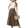 image:imageGRECERELLE Womens Boho Maxi Skirt Elastic High Waist Tiered ALine Casual Summer Flowy Asymmetric Long Skirts with PocketsLd Khaki