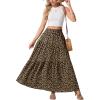 image:imageGRECERELLE Womens Boho Maxi Skirt Elastic High Waist Tiered ALine Casual Summer Flowy Asymmetric Long Skirts with PocketsLd Khaki